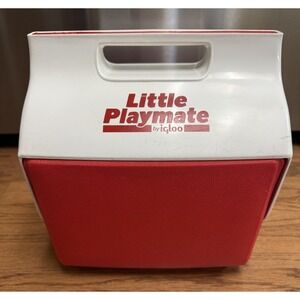 Vintage Little Playmate w/ Push Button Open Cooler by Igloo Red & White Retro
